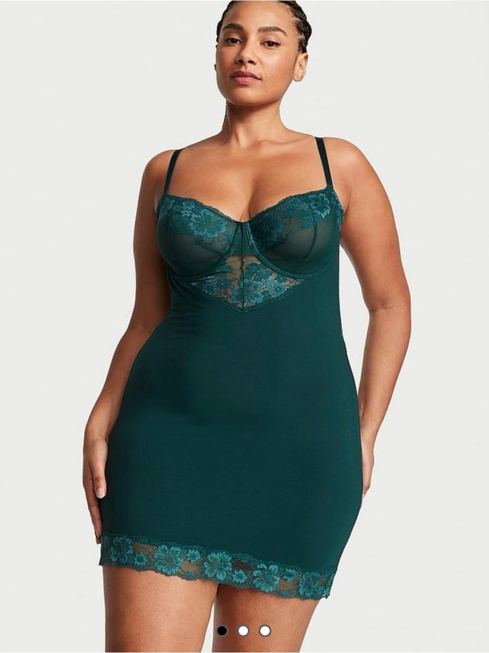 Victoria's Secret Emerald Green Lace-Trim Chemise